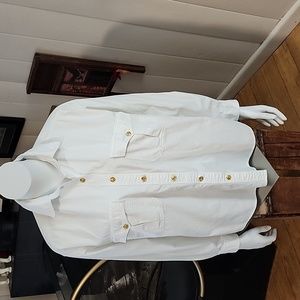 GAP Gold Nautical/Anchor Button Down Bright White LS Classy Cotton Shirt *M*